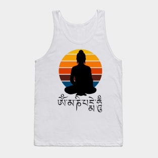 Retro Sunset Buddha Om Mani Padme Hum Tank Top